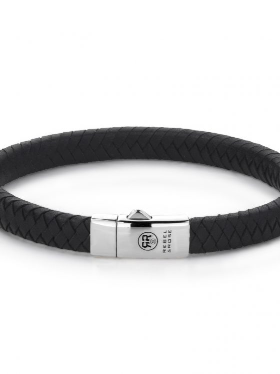 Rebel and Rose armband Absolutely Leather Small Braided Black Dames Heren Farfalla Rotterdam